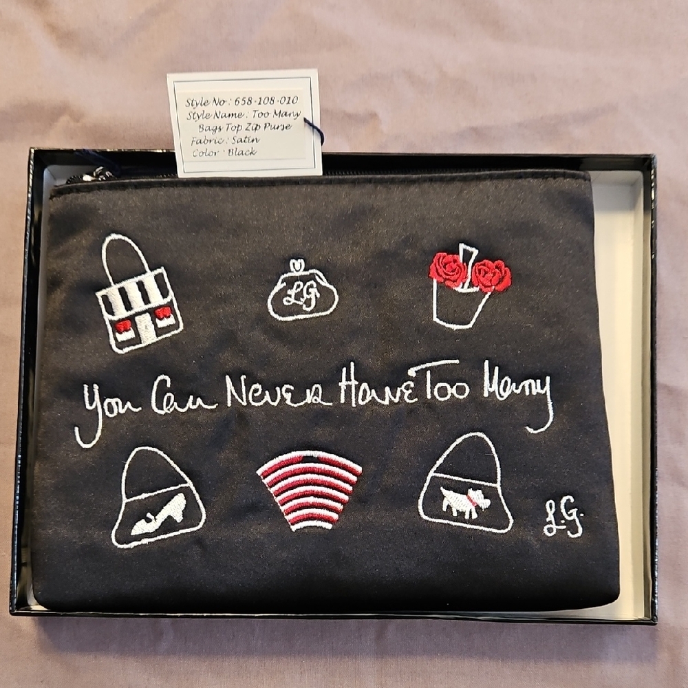 Lulu Guinness Black Zip Clutch